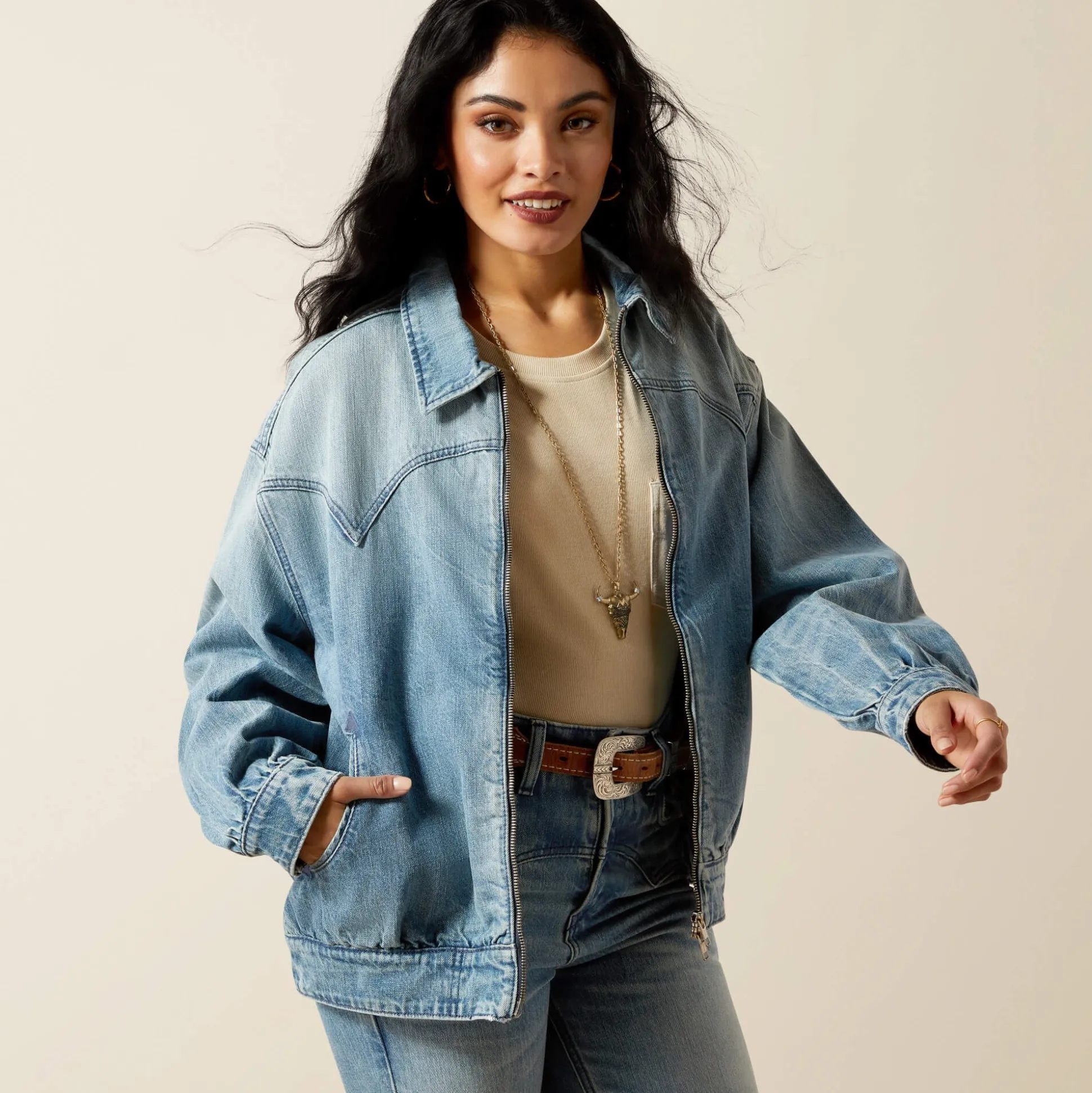 Cheyenne Denim Bomber Jacket