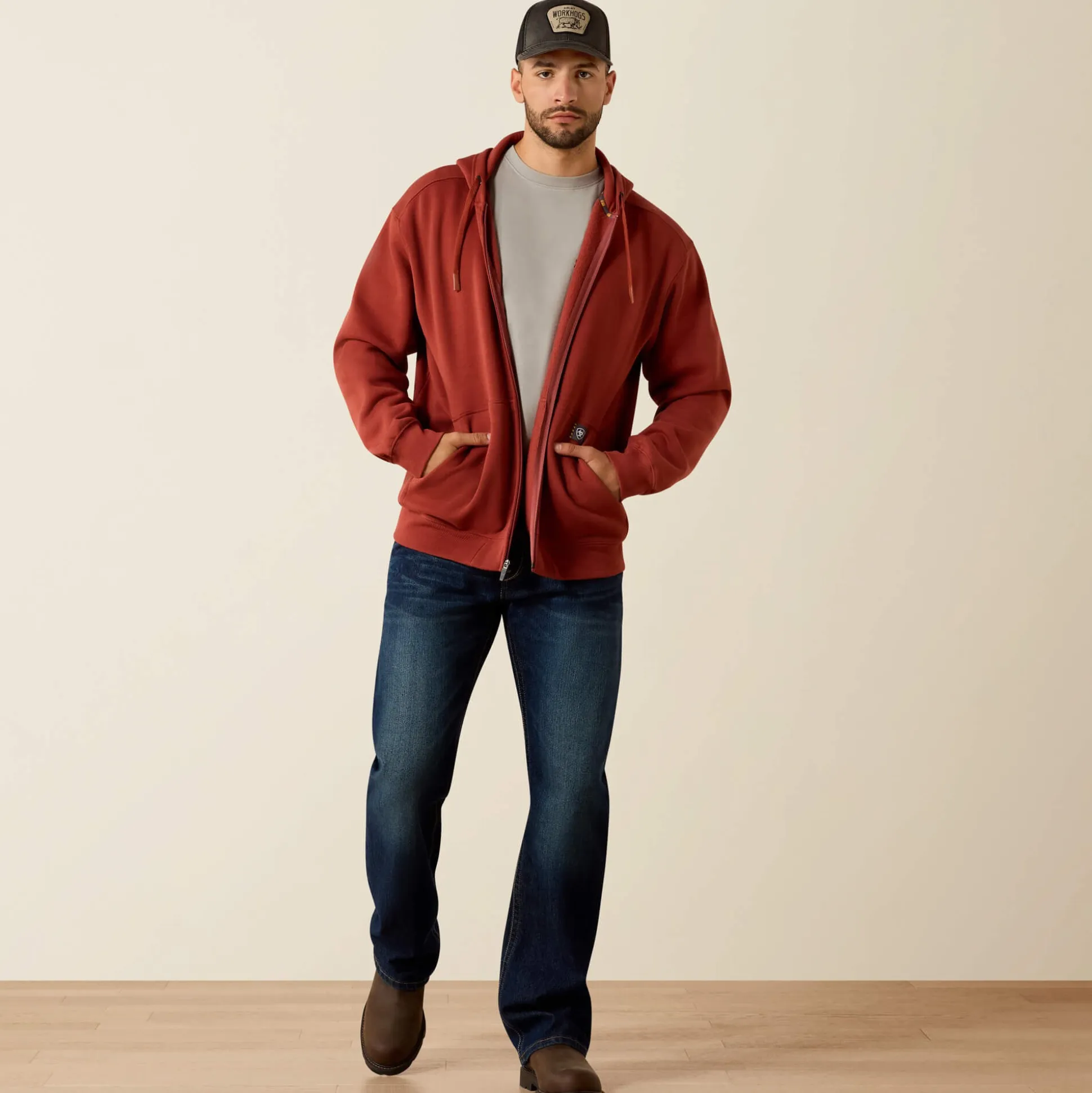 Rebar Lightweight Label Full Zip Hoodie