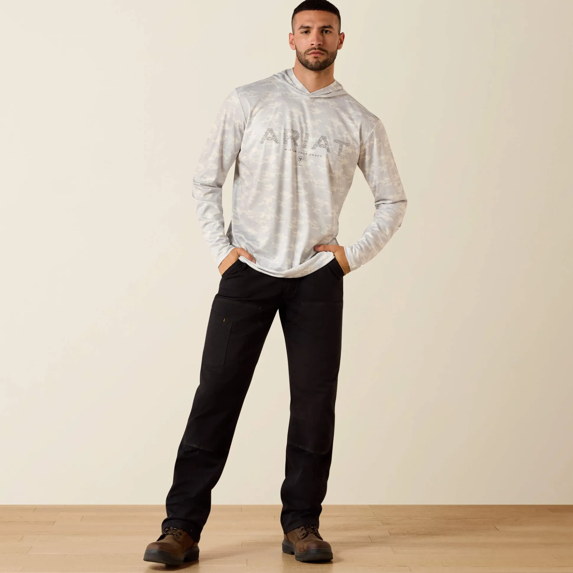 Rebar Sunblocker Printed Craft Hooded Long Sleeve T-Shirt