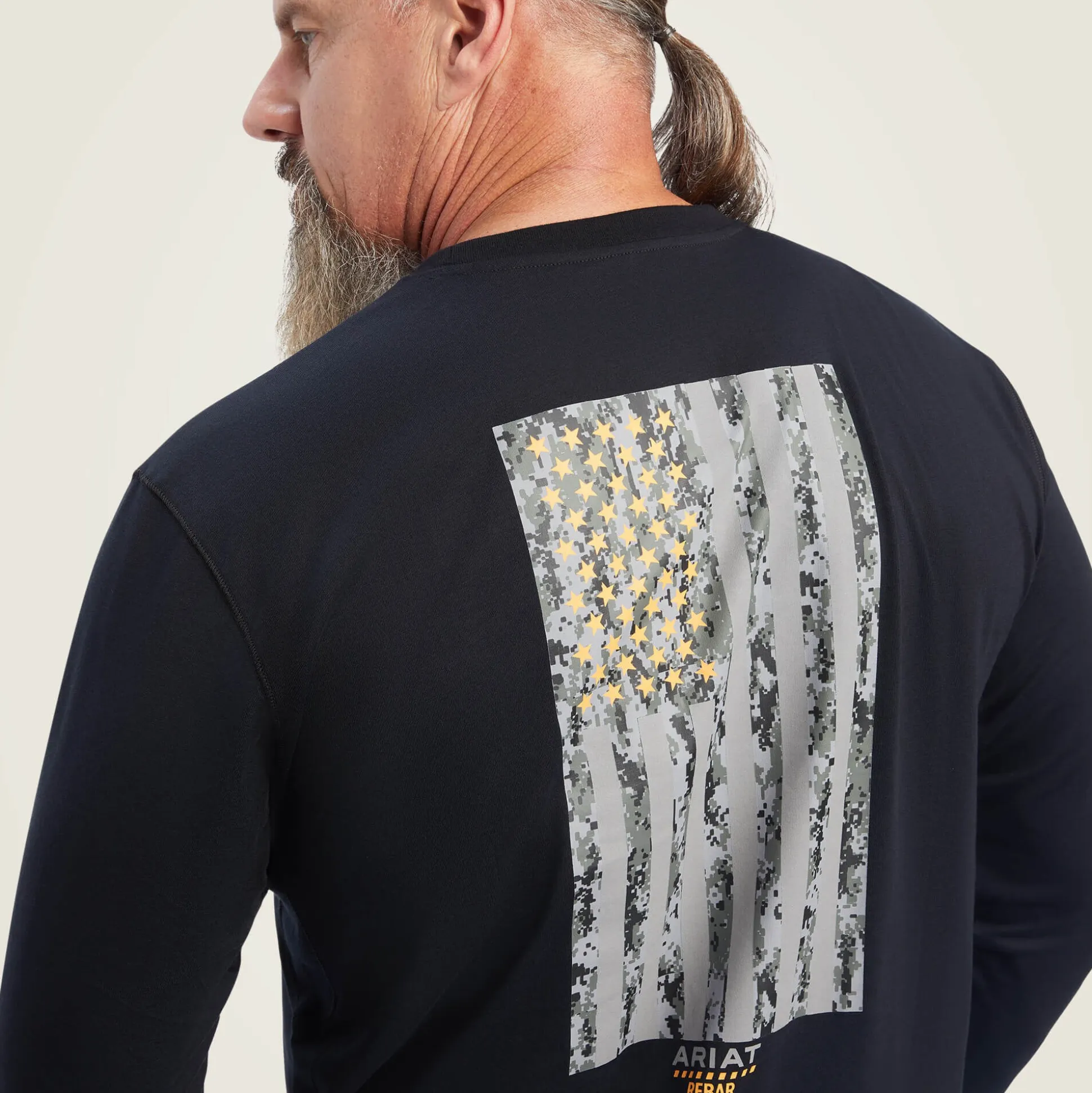 Rebar Workman Reflective Flag Graphic T-Shirt